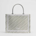 Medium Latte and Gray Dior Oblique Embroidery and White Lace