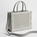Medium Latte and Gray Dior Oblique Embroidery and White Lace