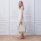 Medium Latte and Gray Dior Oblique Embroidery and White Lace