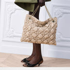 Medium Dior Crunchy Bag. Sand-Colored Puffy Macrocannage Calfskin