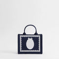 Mini Blue Dior Oblique Embroidery with White Lace and Dior Médaillon