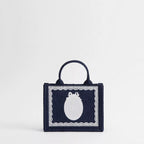 Mini Blue Dior Oblique Embroidery with White Lace and Dior Médaillon