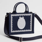 Mini Blue Dior Oblique Embroidery with White Lace and Dior Médaillon