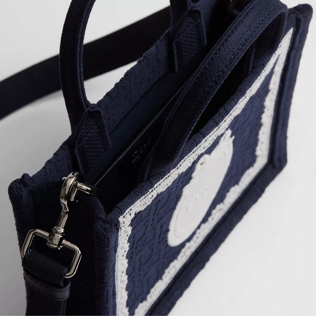 Mini Blue Dior Oblique Embroidery with White Lace and Dior Médaillon