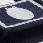 Mini Blue Dior Oblique Embroidery with White Lace and Dior Médaillon