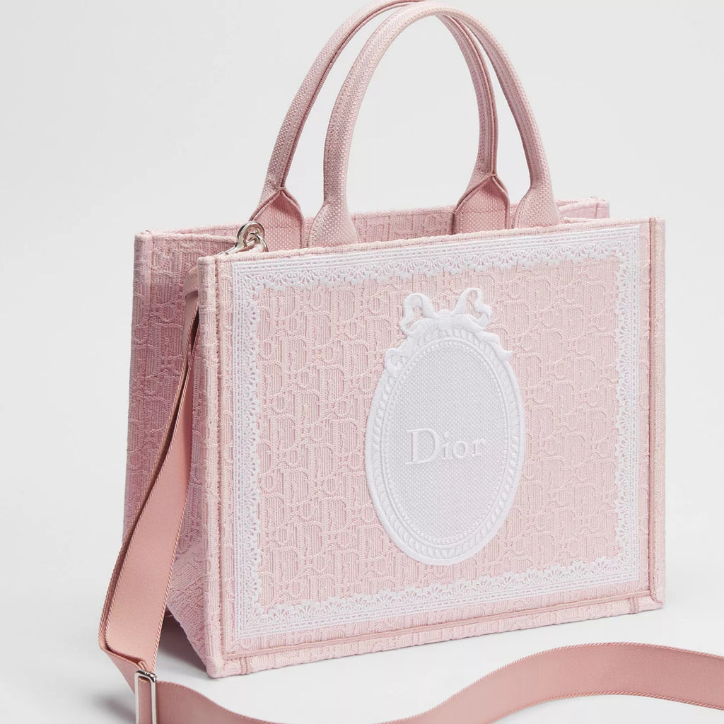 Medium Soupir Pink Dior Oblique Embroidery with White Lace and Dior Médaillon
