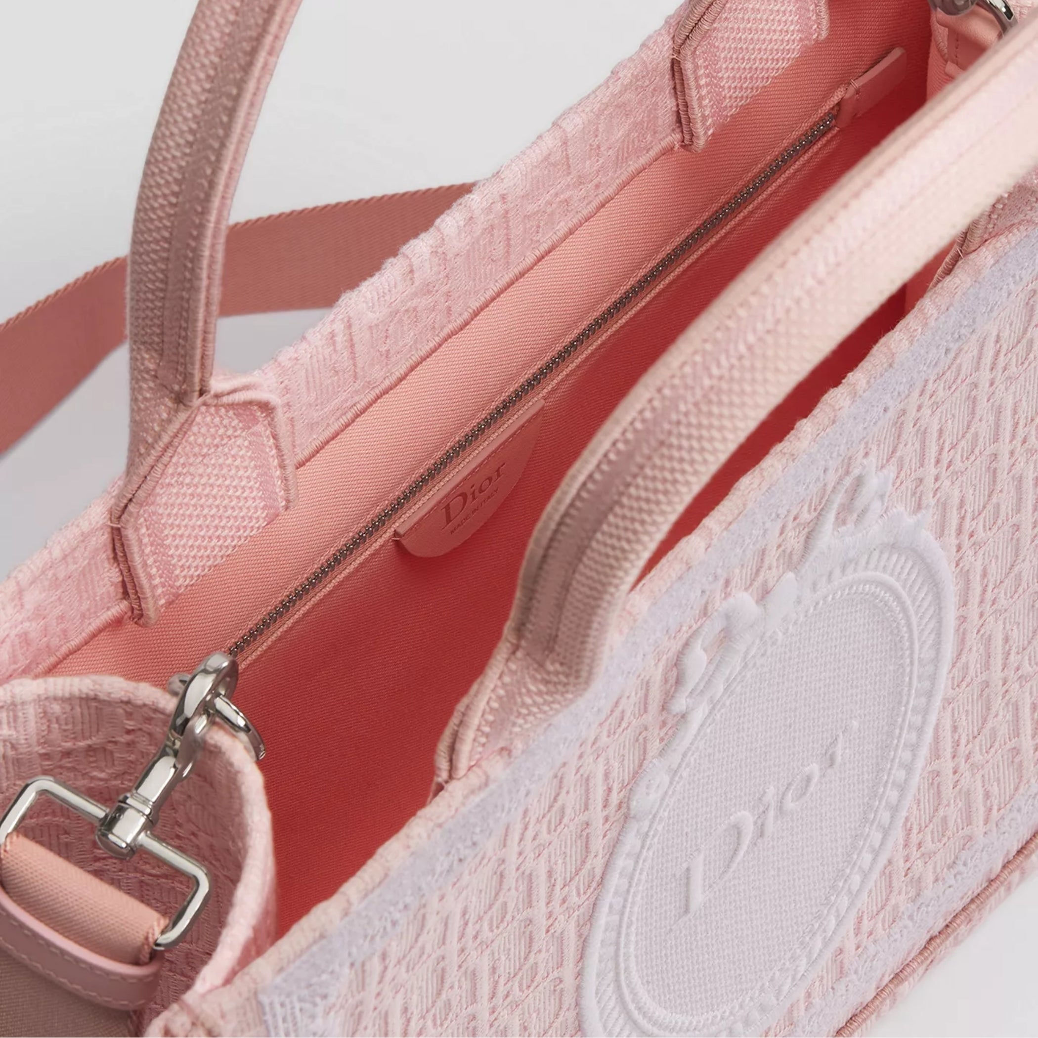 Medium Soupir Pink Dior Oblique Embroidery with White Lace and Dior Médaillon