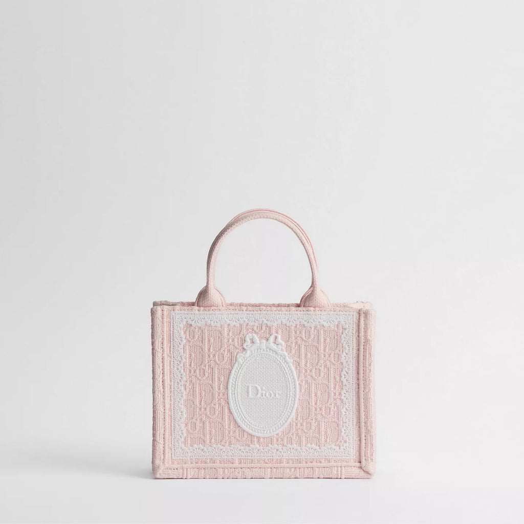 Mini Soupir Pink Dior Oblique Embroidery with White Lace and Dior Médaillon