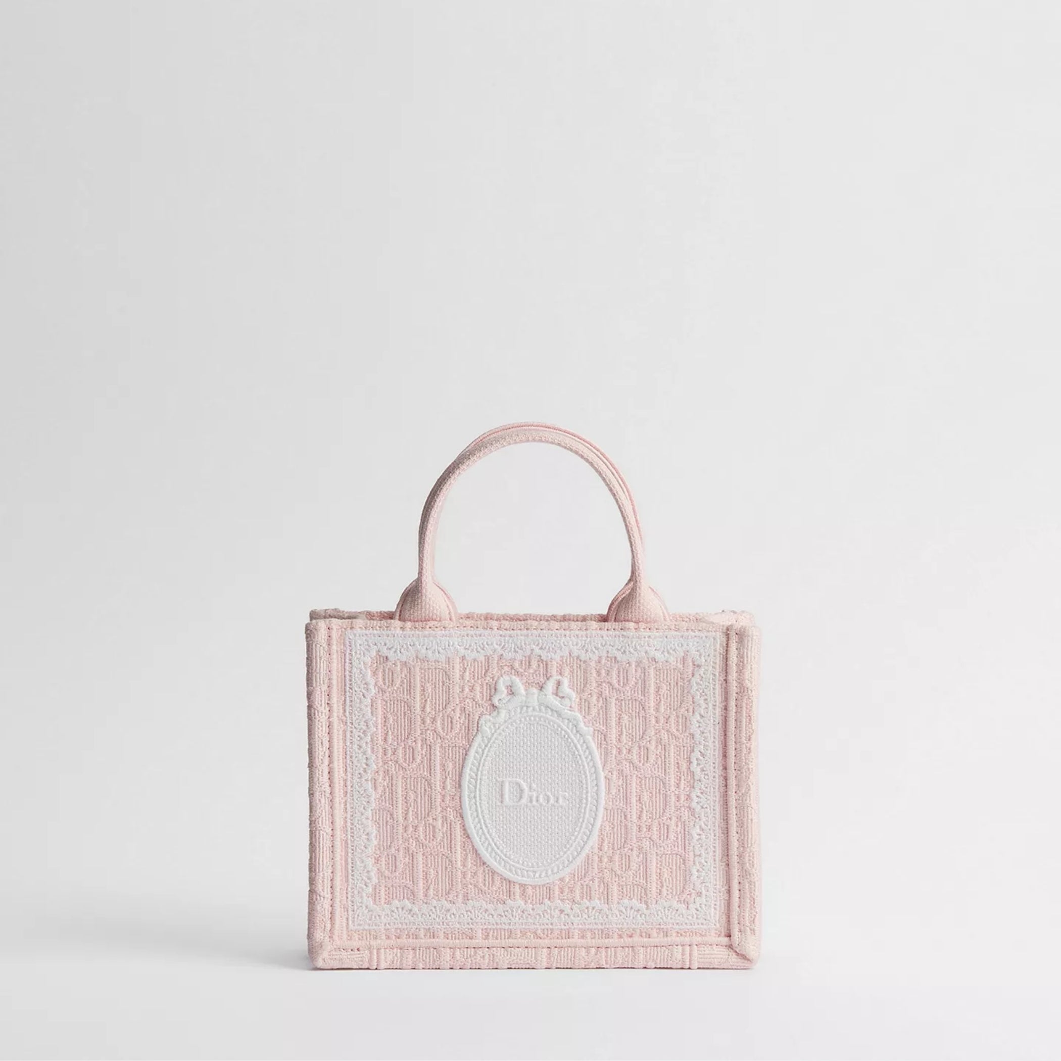 Mini Soupir Pink Dior Oblique Embroidery with White Lace and Dior Médaillon
