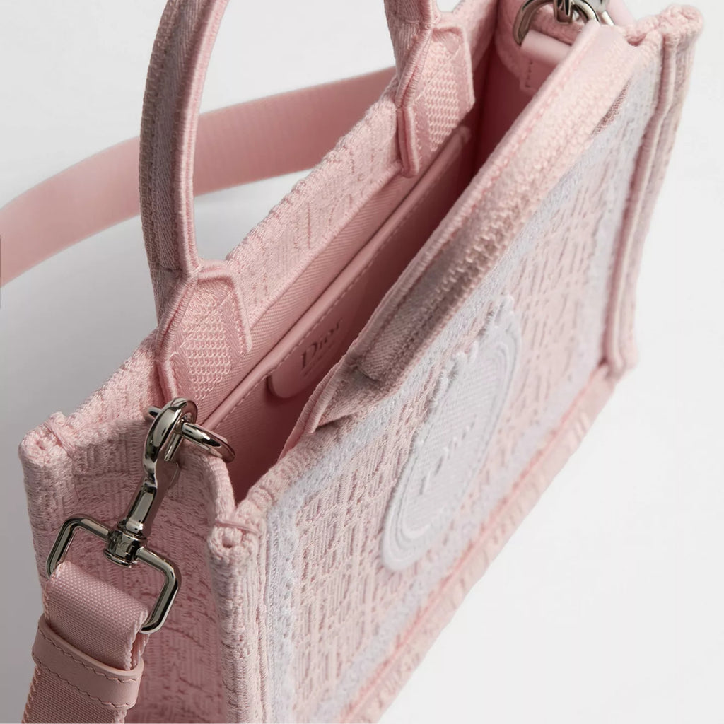 Mini Soupir Pink Dior Oblique Embroidery with White Lace and Dior Médaillon