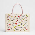 Dioriviera Medium Dior Book Tote with Strap Latte Multicolor Dior Bows Embroidery