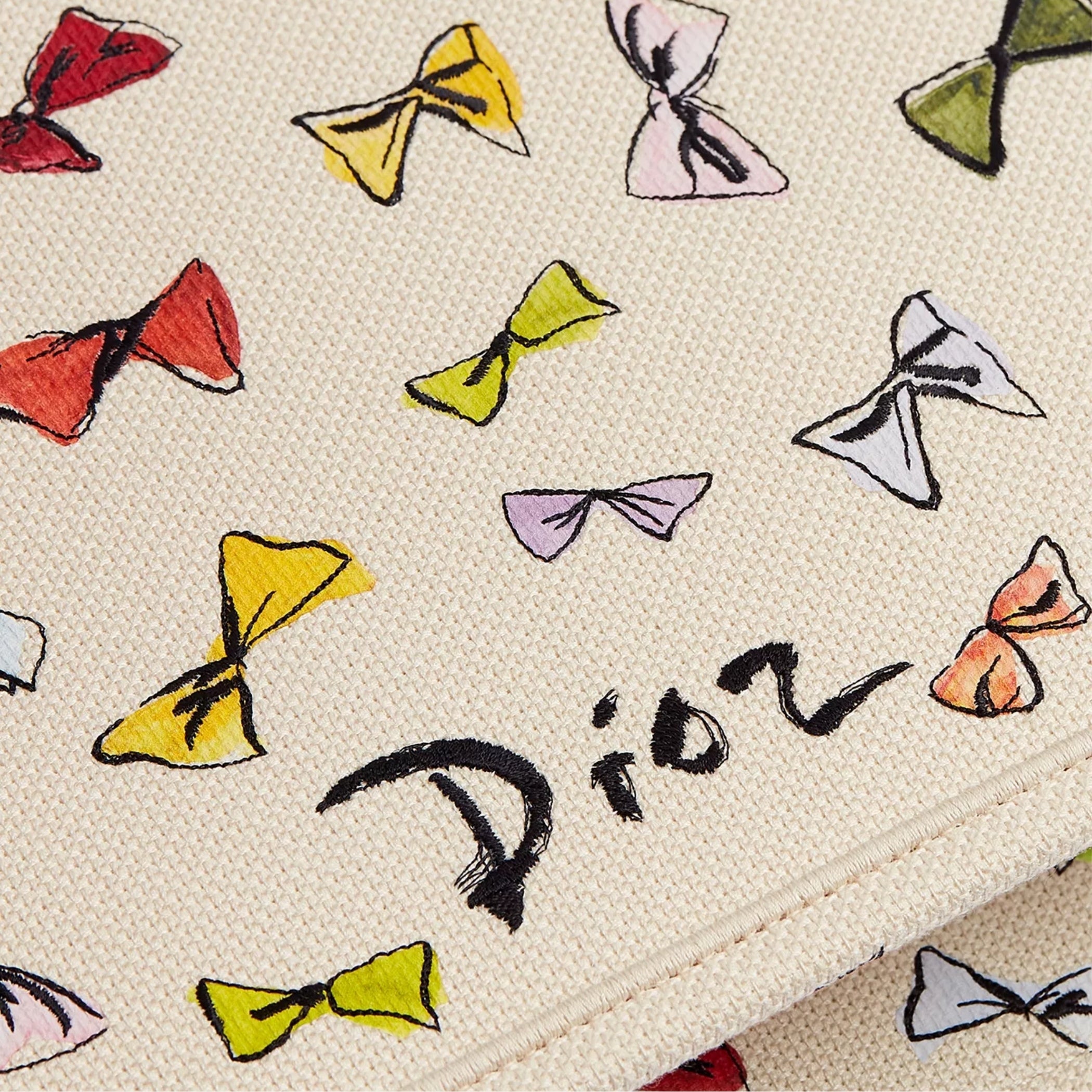 Dioriviera Medium Dior Book Tote with Strap Latte Multicolor Dior Bows Embroidery