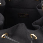 Wicker and canvas bucket bag