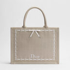 Medium Beige Embroidery and White Woven Grosgrain Ribbon