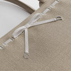 Medium Beige Embroidery and White Woven Grosgrain Ribbon