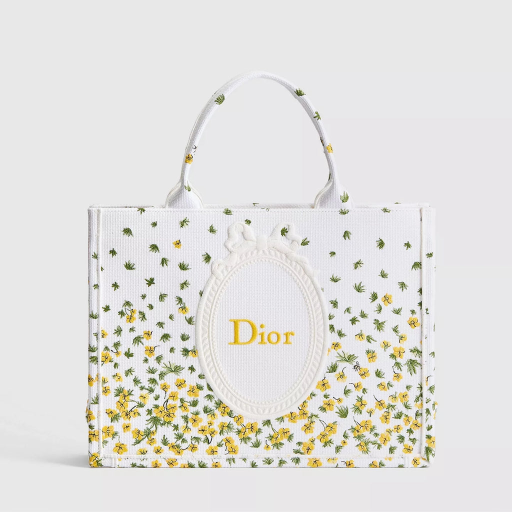 Medium Buttercup Dior Embroidery and White Dior Médaillon