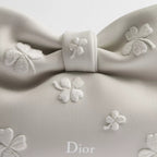 Small Dior Bow Bag White Dior Clover Embroidered Lambskin