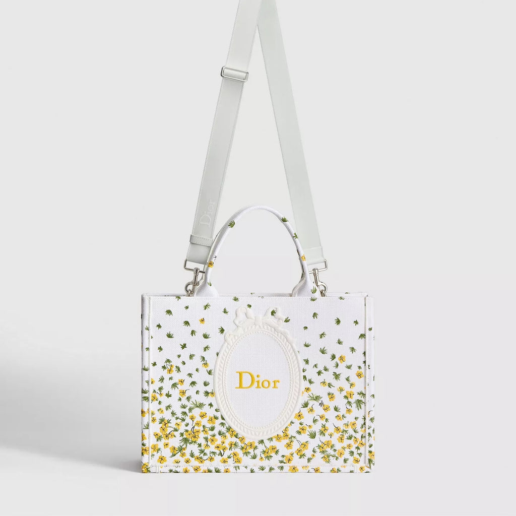 Medium Buttercup Dior Embroidery and White Dior Médaillon
