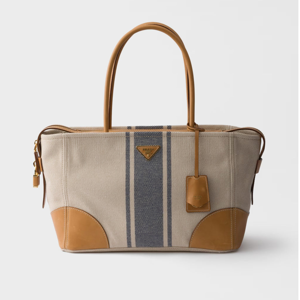 Large canvas and leather tote bag