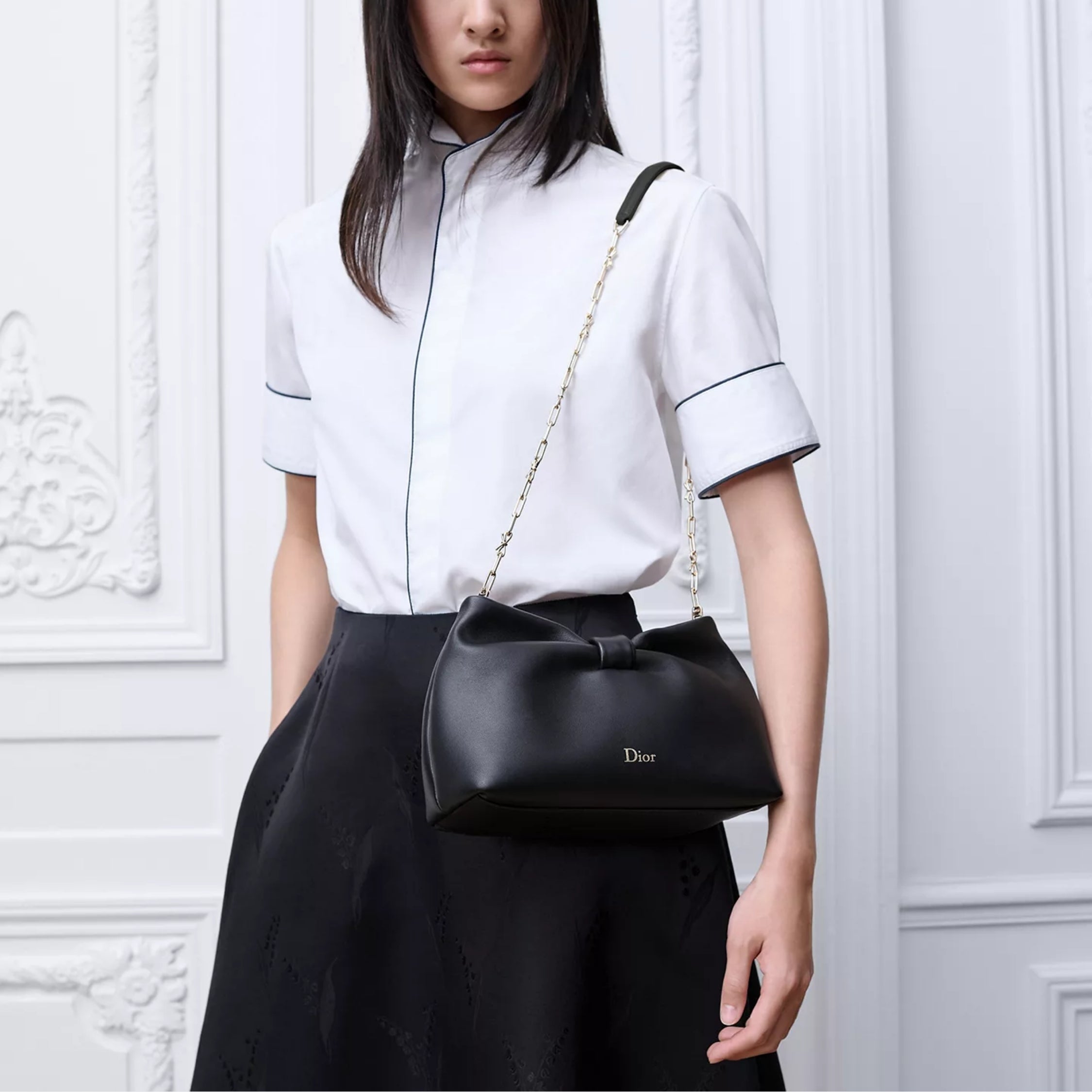 Small Dior Bow Bag Black Lambskin
