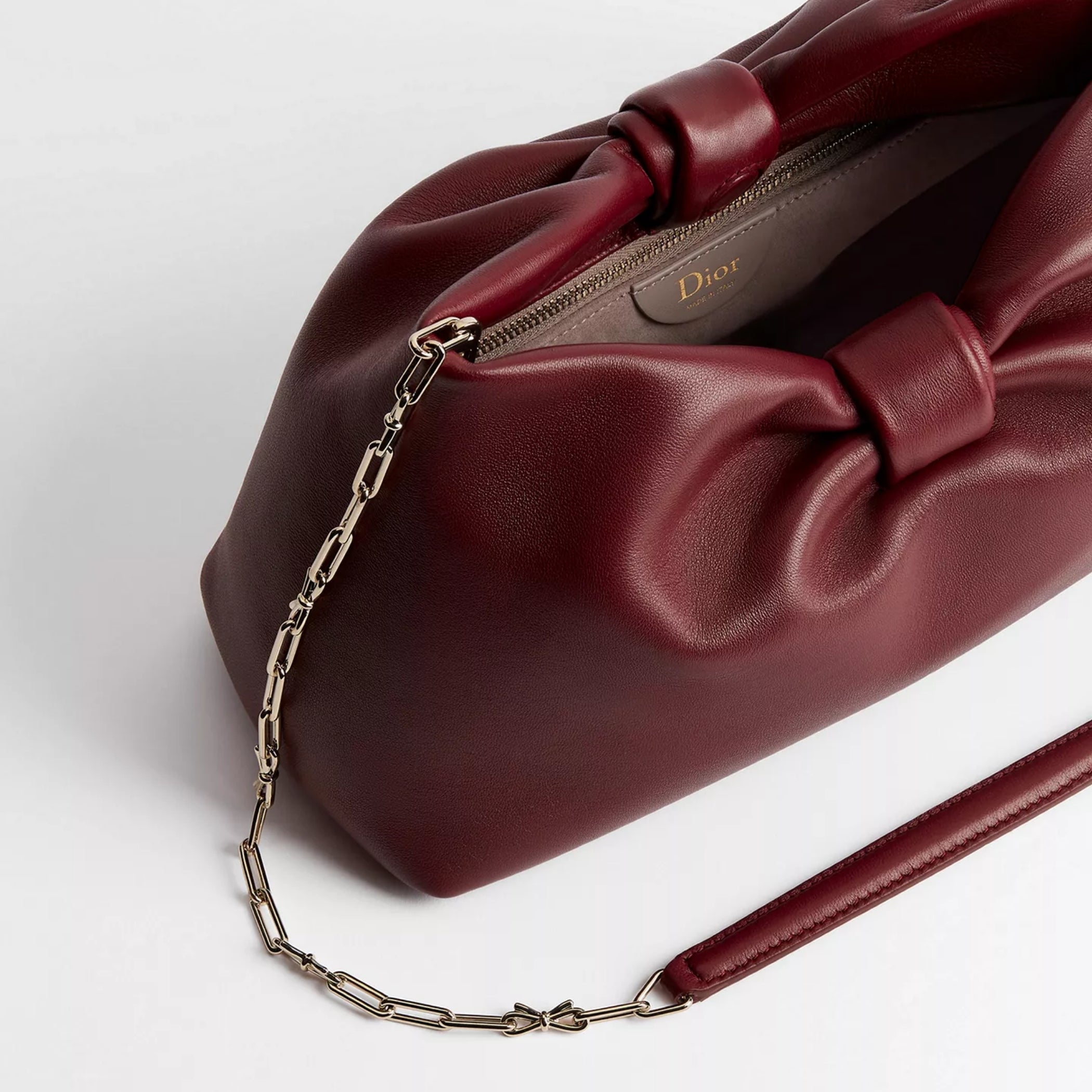 Dior Or Medium Dior Bow Bag Hermitage Red Lambskin