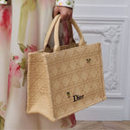 Medium Natural Cannage Raffia-Effect Embroidery