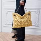 Medium Dior Crunchy Bag. Light Yellow Puffy Macrocannage Calfskin