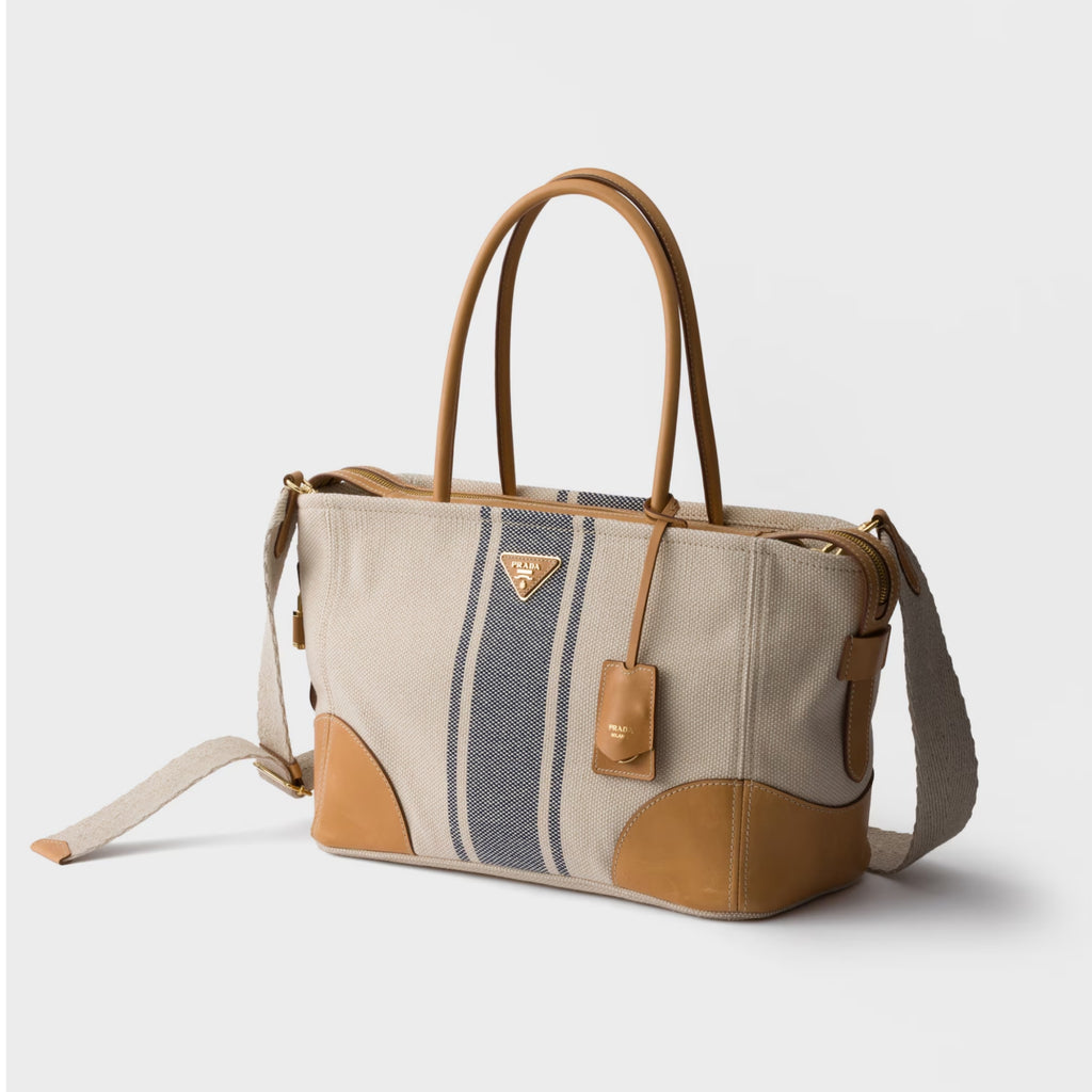 Large canvas and leather tote bag