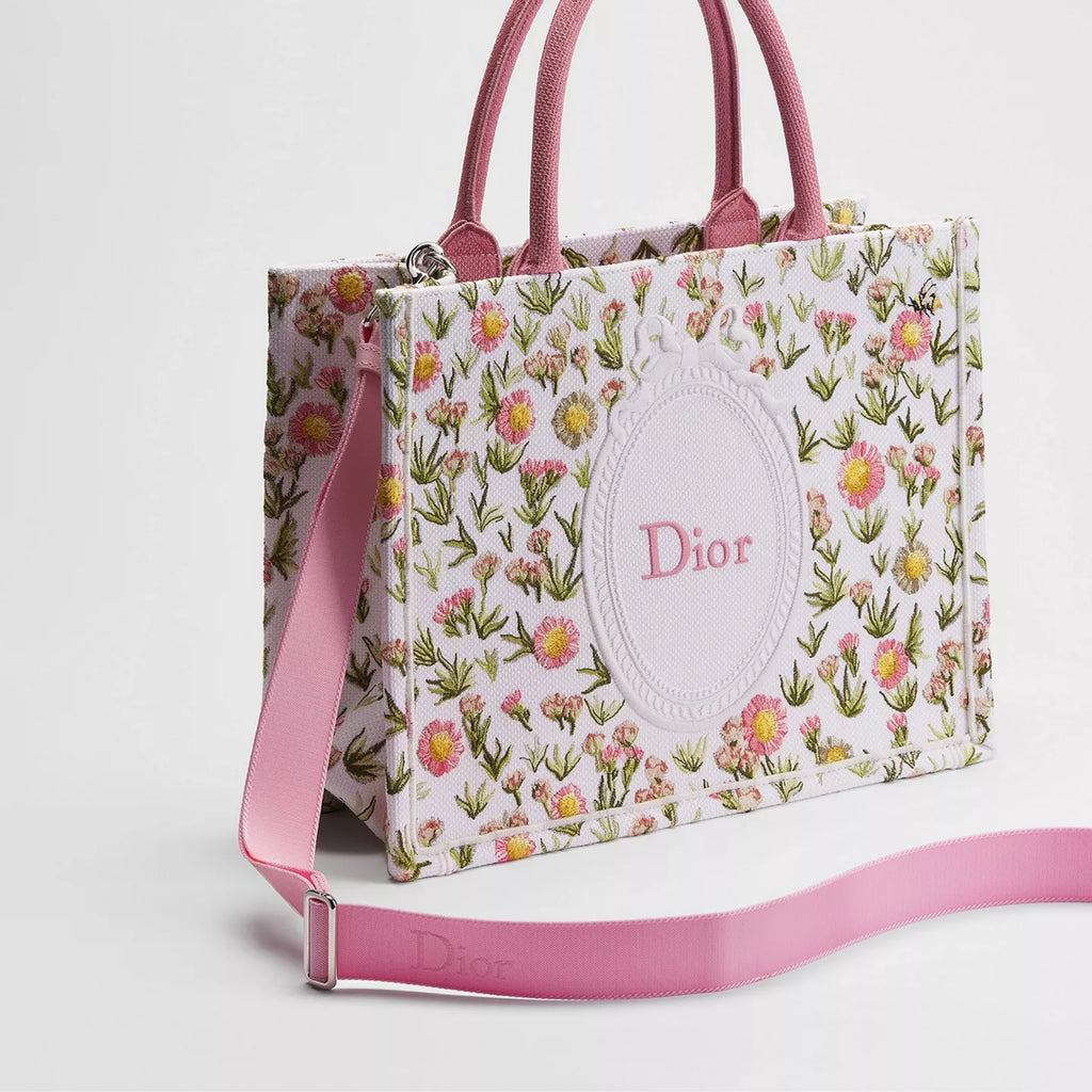 Medium White Multicolor Daisy Garden Embroidery with Dior Médaillon