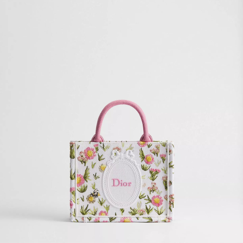 Mini White Multicolor Daisy Garden Embroidery with Dior Médaillon