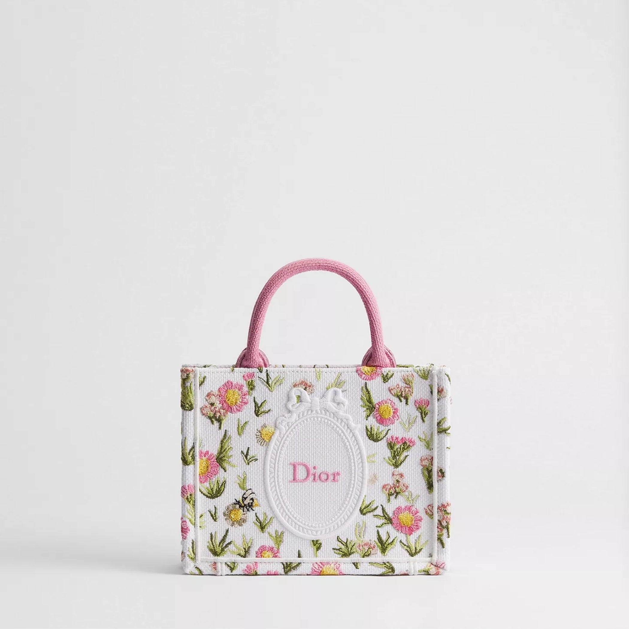 Mini White Multicolor Daisy Garden Embroidery with Dior Médaillon