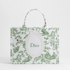 Medium Green Multicolor Toile de Jouy Clover Embroidery and White Dior Médaillon