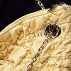 Medium Dior Crunchy Bag. Light Yellow Puffy Macrocannage Calfskin