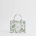 Mini Green and White Toile de Jouy Clover and Dior Médaillon Embroidery