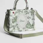 Mini Green and White Toile de Jouy Clover and Dior Médaillon Embroidery