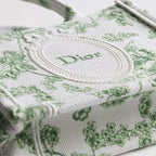 Mini Green and White Toile de Jouy Clover and Dior Médaillon Embroidery