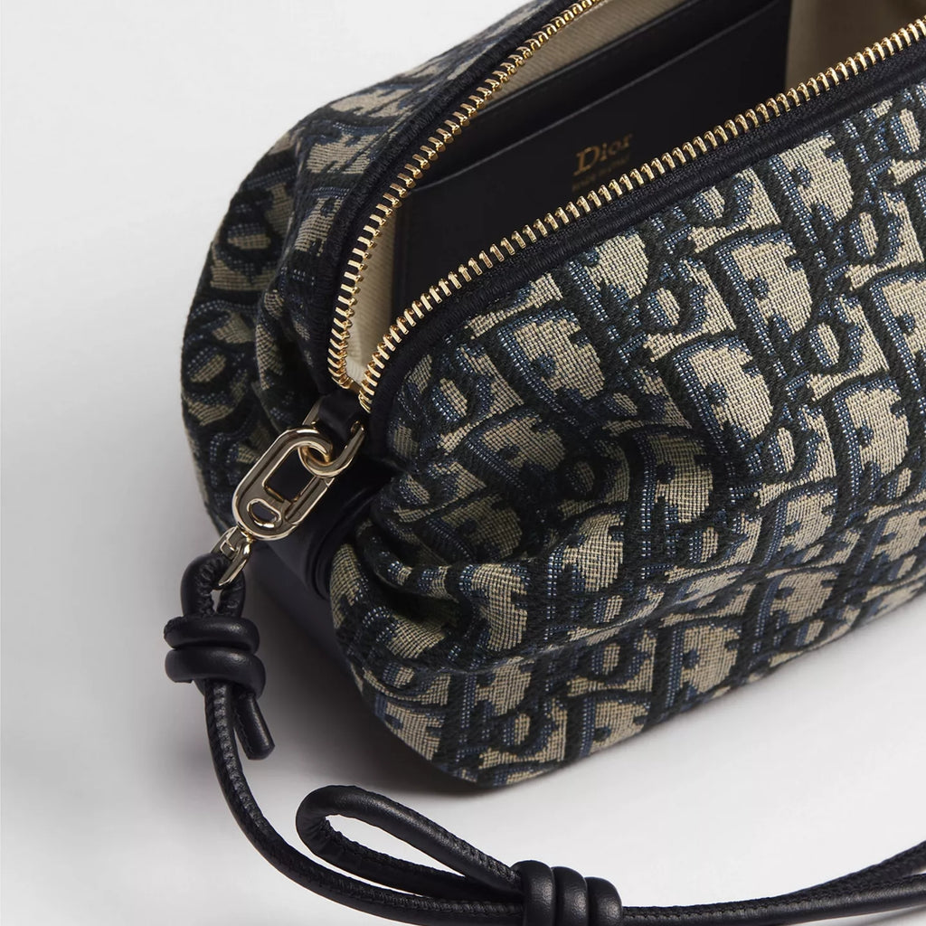 Dior Bow Pouch Blue Dior Oblique Jacquard