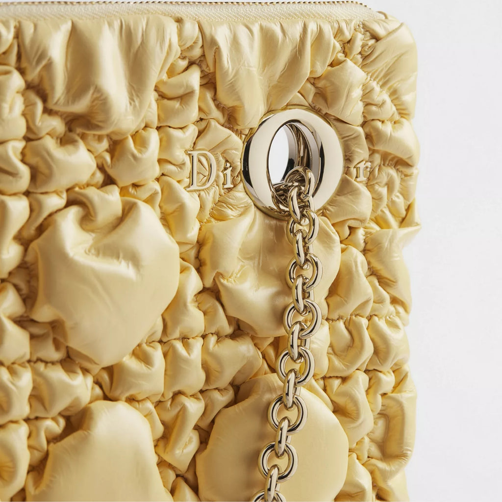 Medium Dior Crunchy Bag. Light Yellow Puffy Macrocannage Calfskin