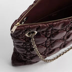 Medium Dior Crunchy Bag. Maroon Banner Puffy Macrocannage Calfskin