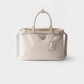 Prada Buckle medium cotton canvas and leather bag