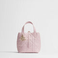 Small Dior Toujours Vertical Tote Bag Powder Pink Macrocannage Calfskin