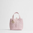 Small Dior Toujours Vertical Tote Bag Powder Pink Macrocannage Calfskin