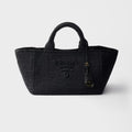 Large crochet tote bag with leather details