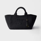 Large crochet tote bag with leather details