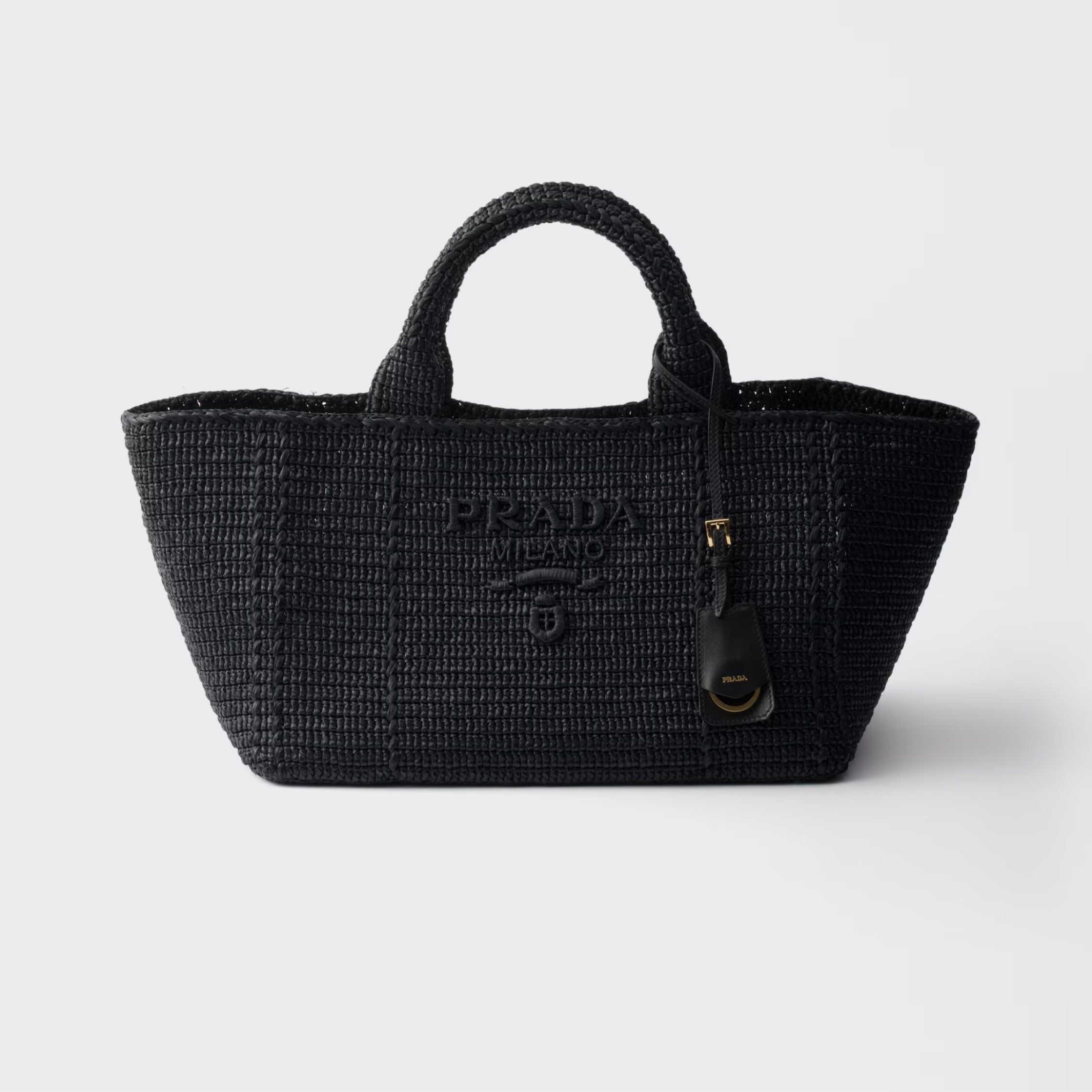 Large crochet tote bag with leather details