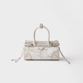 Prada Bonnie small printed linen and leather handbag