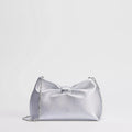Dior Or Small Dior Bow Bag Silver-Tone Laminated Lambskin