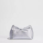 Dior Or Small Dior Bow Bag Silver-Tone Laminated Lambskin