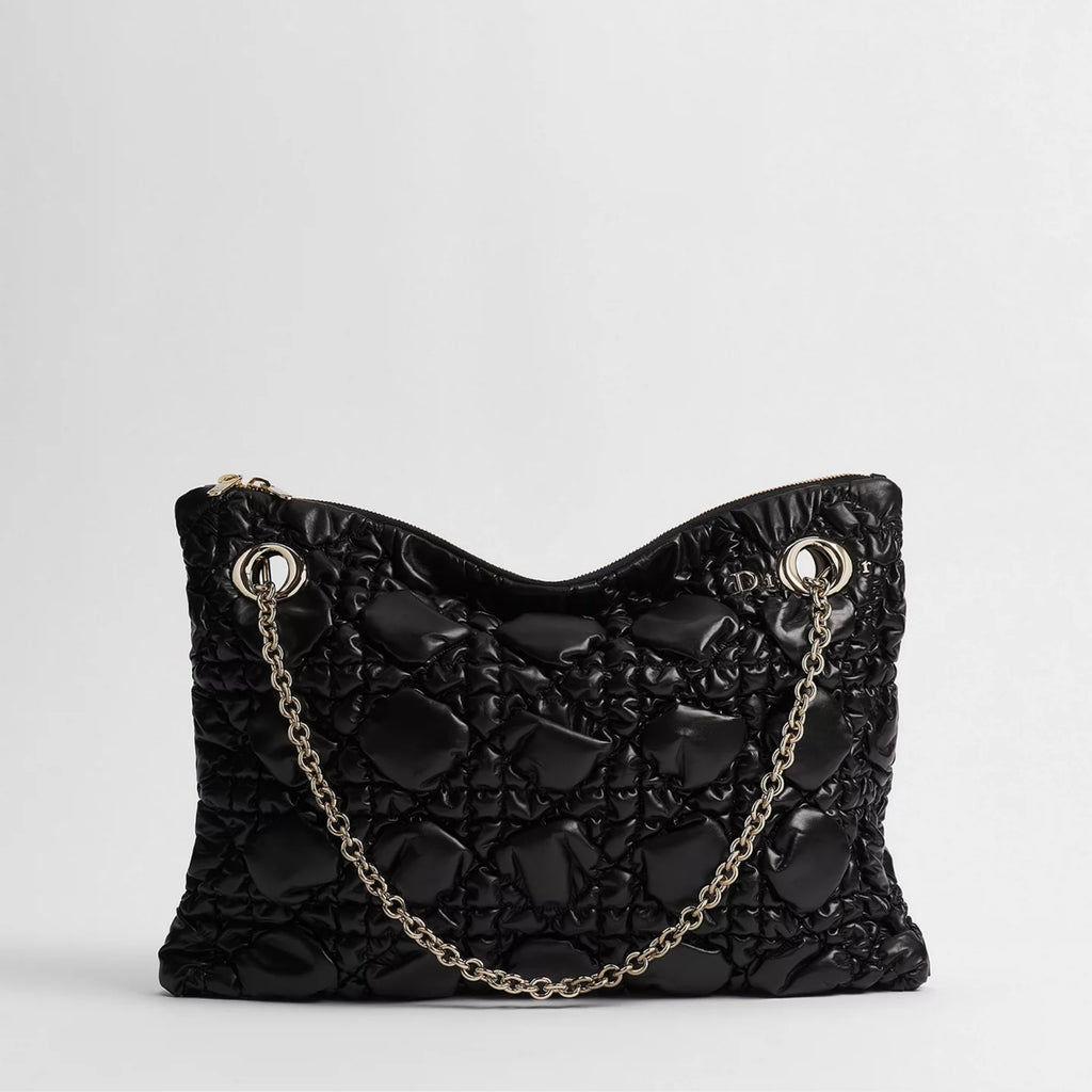 Medium Dior Crunchy Bag Black Puffy Macrocannage Calfskin