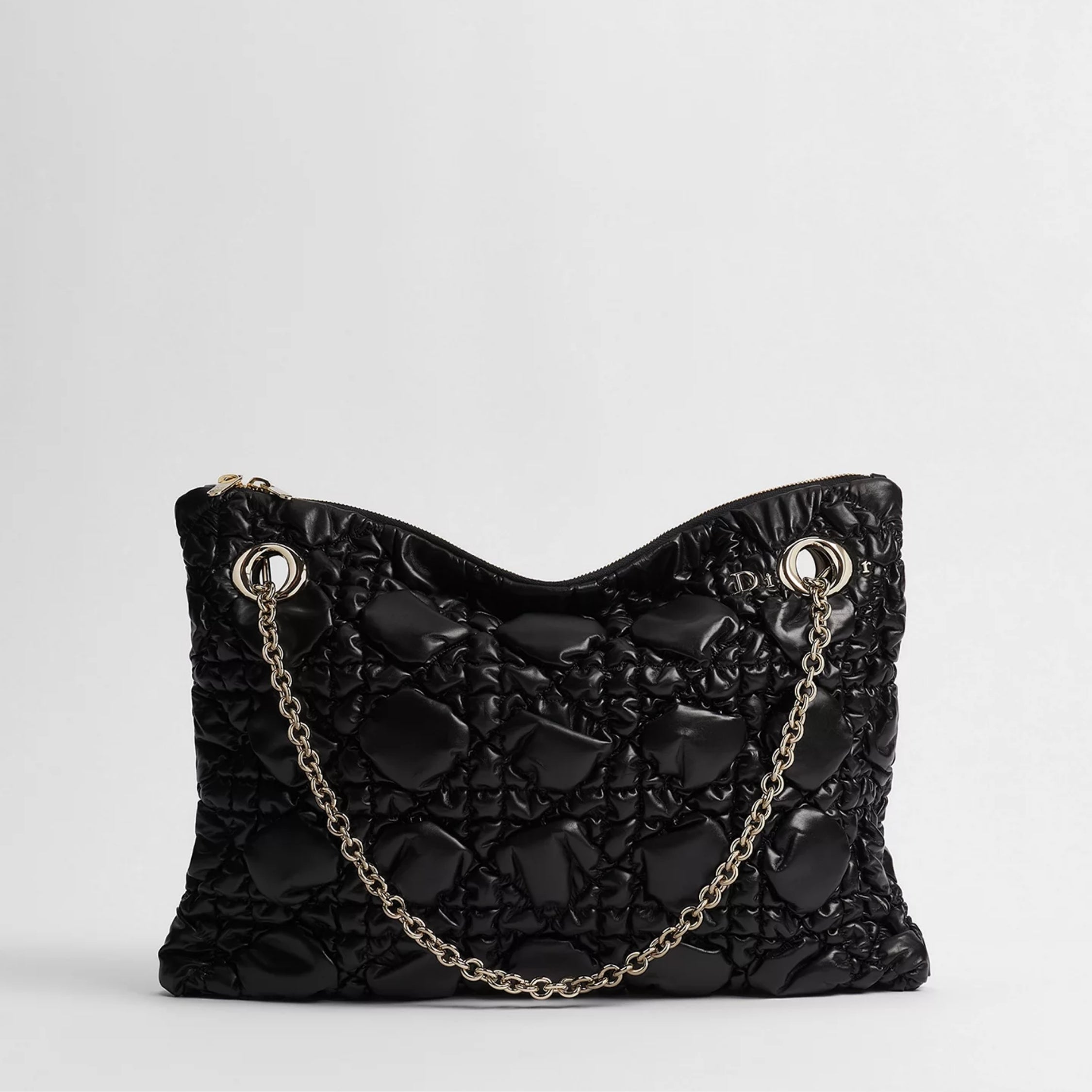 Medium Dior Crunchy Bag Black Puffy Macrocannage Calfskin